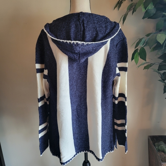 NEW Navy Open Front Color Block Hooded Cardigan Sw - Picture 8 of 9